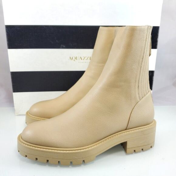 NWT$875 AQUAZZURA Saint Honoré Leather Combat Chunky Ankle Boots Sz 37, US 7 - Picture 8 of 16